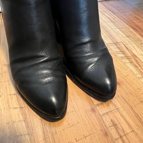 Alexander Wang Gabi Rose Gold Heel Cut Out Chunky Heel Zip Leather Ankle Boots - Picture 5 of 14